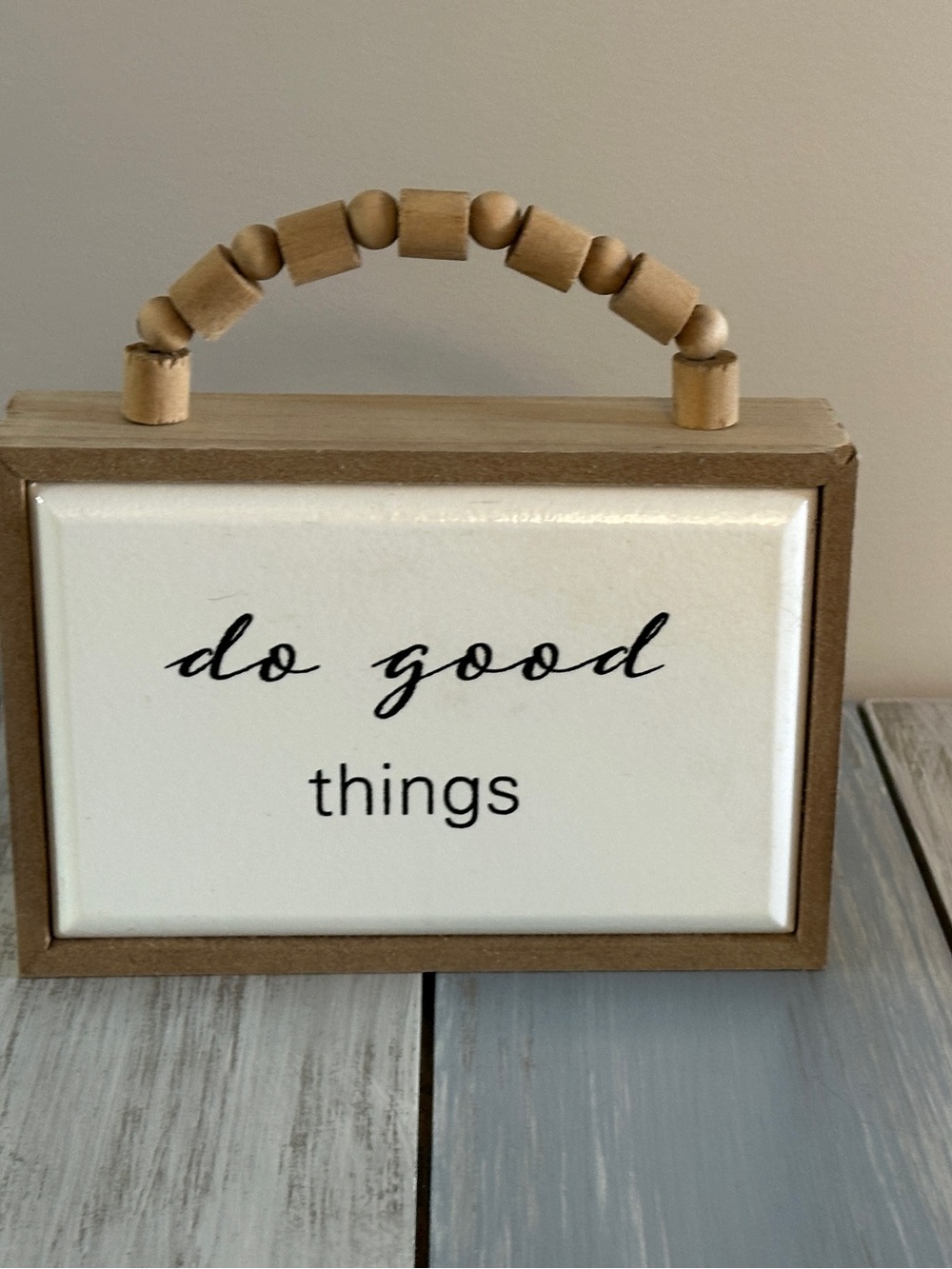 NWT Young’s Inc Wood Block Shelf Sign Decor Do Good Things Cute Inspirational